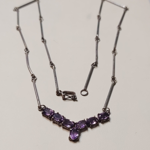 Vintage Amethyst Sterling Silver Necklace - Picture 5 of 5